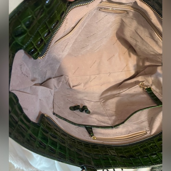 💚🐊BRAHMIN RACING GREEN LA SCALA GENUINE LEATHER STUNNING SWEETHEART TOTE🐊💚 - Picture 10 of 17